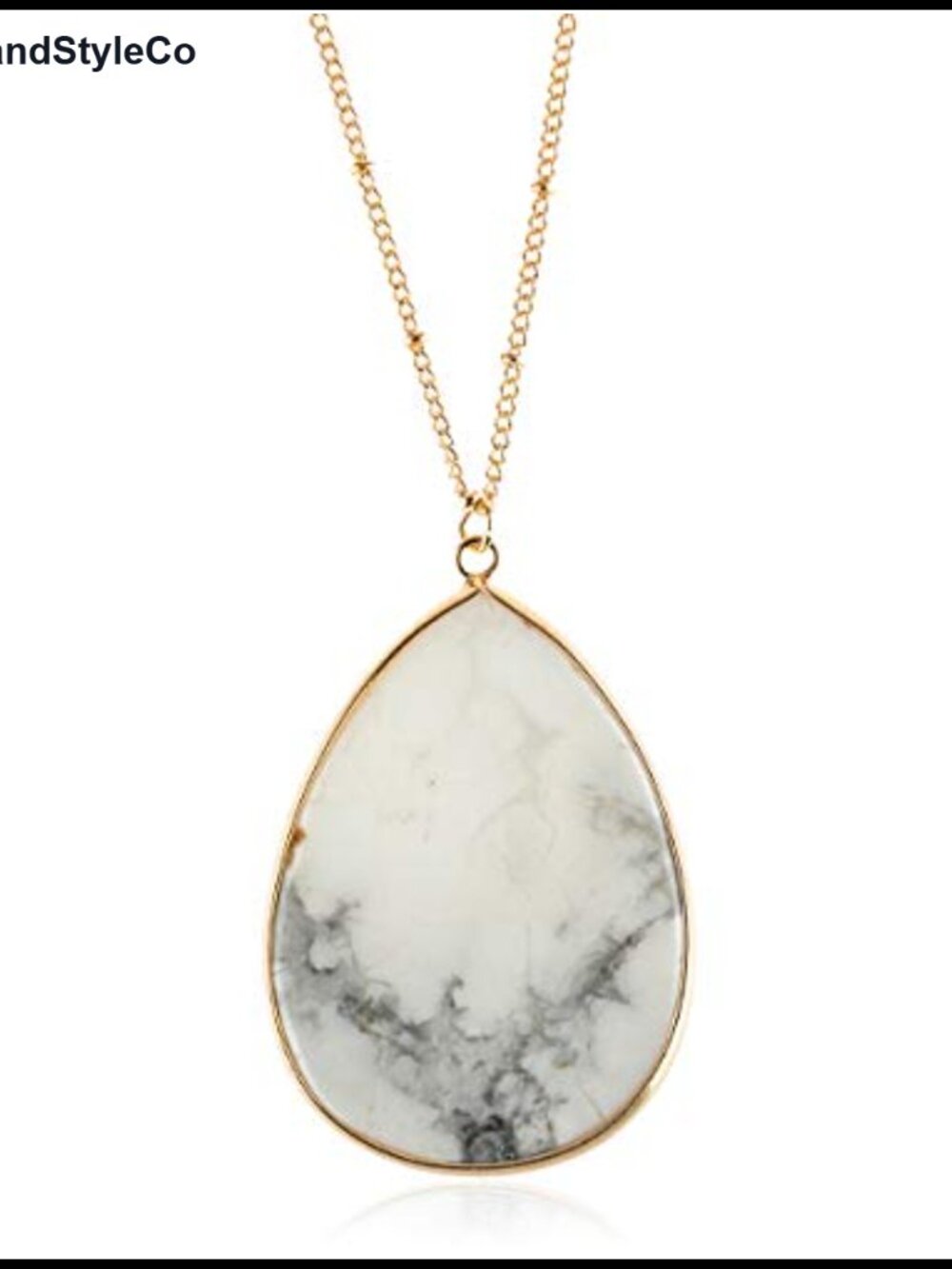 Bohemian Natural Stone Pendant Long Necklace Layering Statement Chain